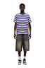 STRIPED TEE COSMIC COBALT/MANDARINE ORANGE