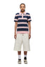 STRIPED JERSEY POLO INK NAVY / STRAWBERRY MILK