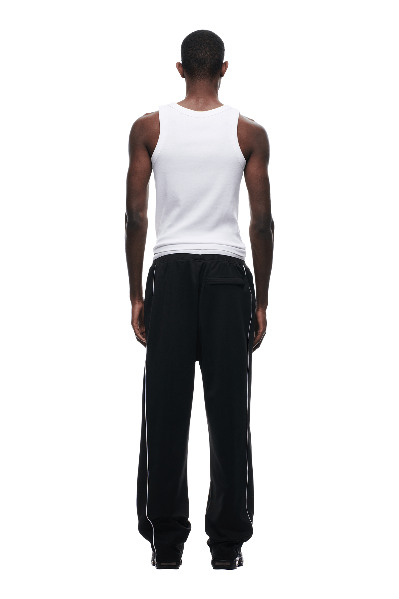 RIBBED TRAINER PANTS BLACK