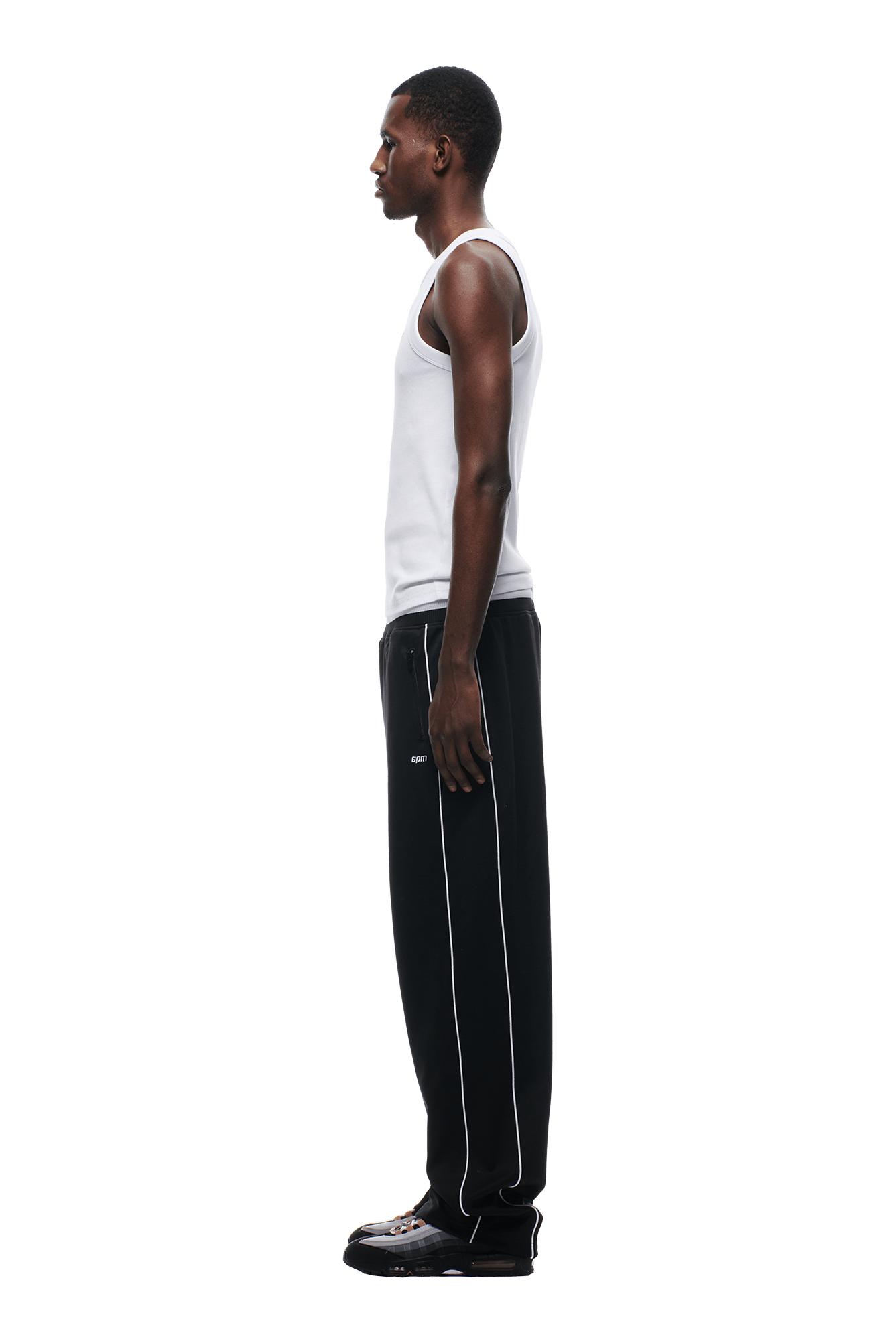 RIBBED TRAINER PANTS BLACK