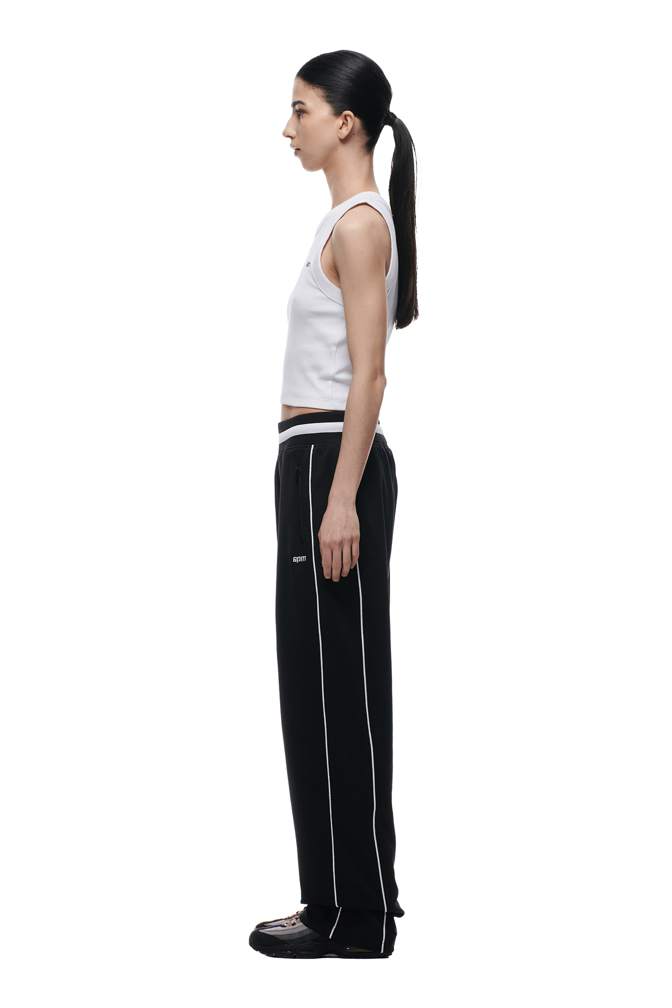 RIBBED TRAINER PANTS BLACK