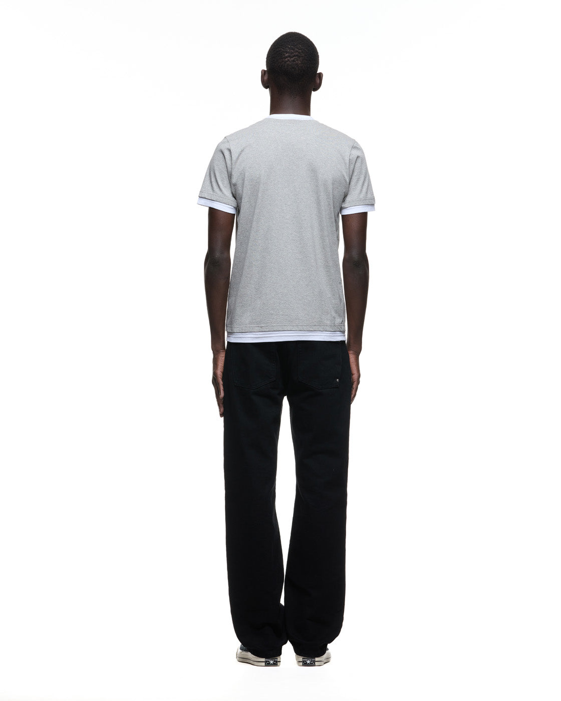 6PM+ DOUBLE LAYER T-SHIRT MID GREY MELANGE /WHITE