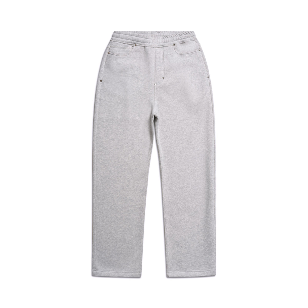 The X-TRA WIDE 5-POCKET JOGGER GREY by 6PM features a light gray, wide-leg design with belt loops and front and back pockets, shown laid flat on a white background.