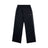 6PM+ NYLON PANTS OPEN LEG BLACK by 6PM: Black nylon track pants with a straight-leg fit, white side stripes, elastic waistband with drawstring, zipped pockets, and small white logo on the upper left thigh. Shown on a plain white background.