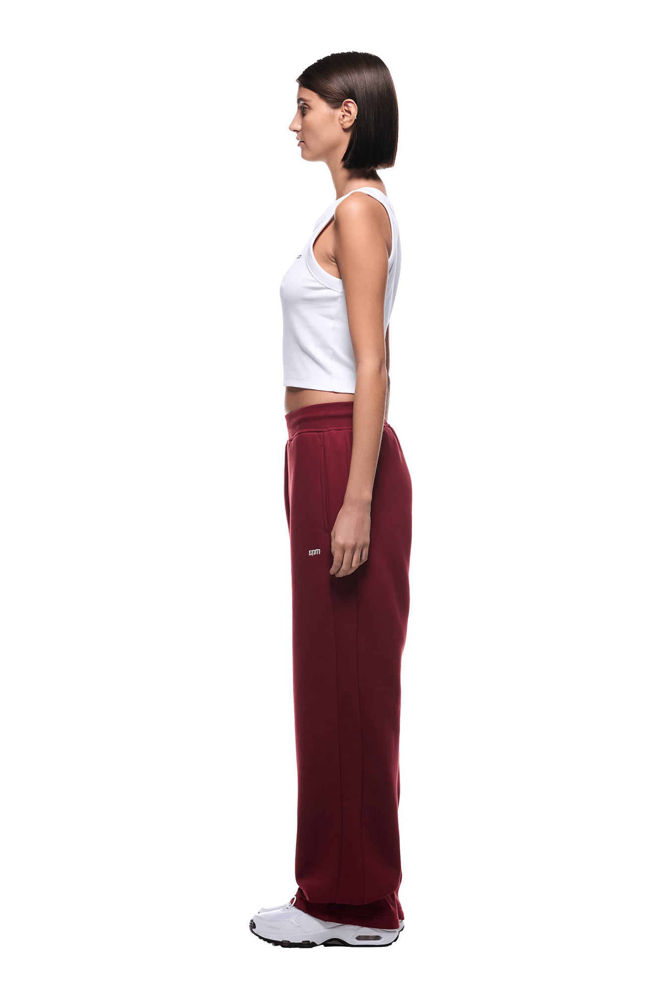 OPEN LEG JOGGER WINE RED
