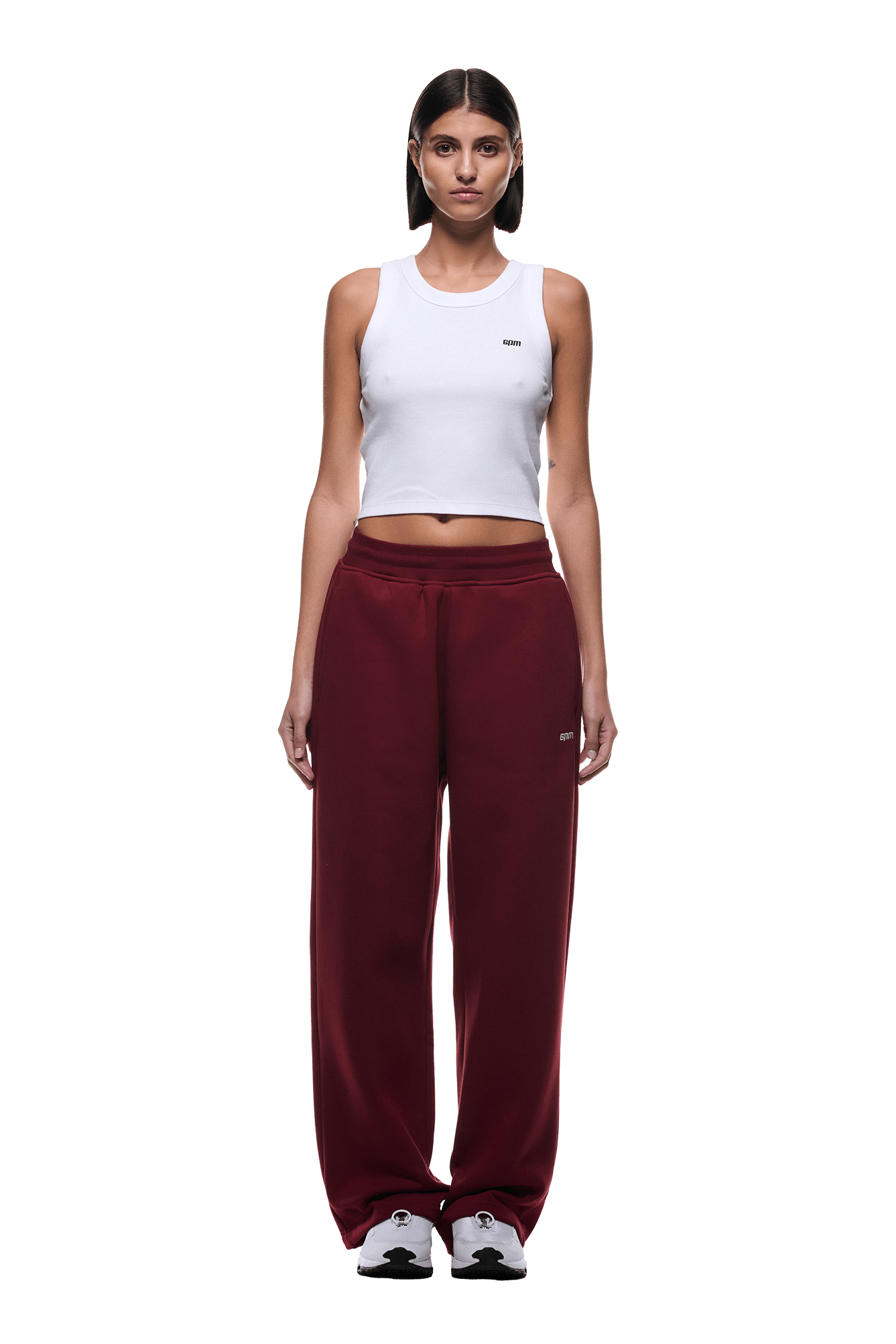 OPEN LEG JOGGER WINE RED