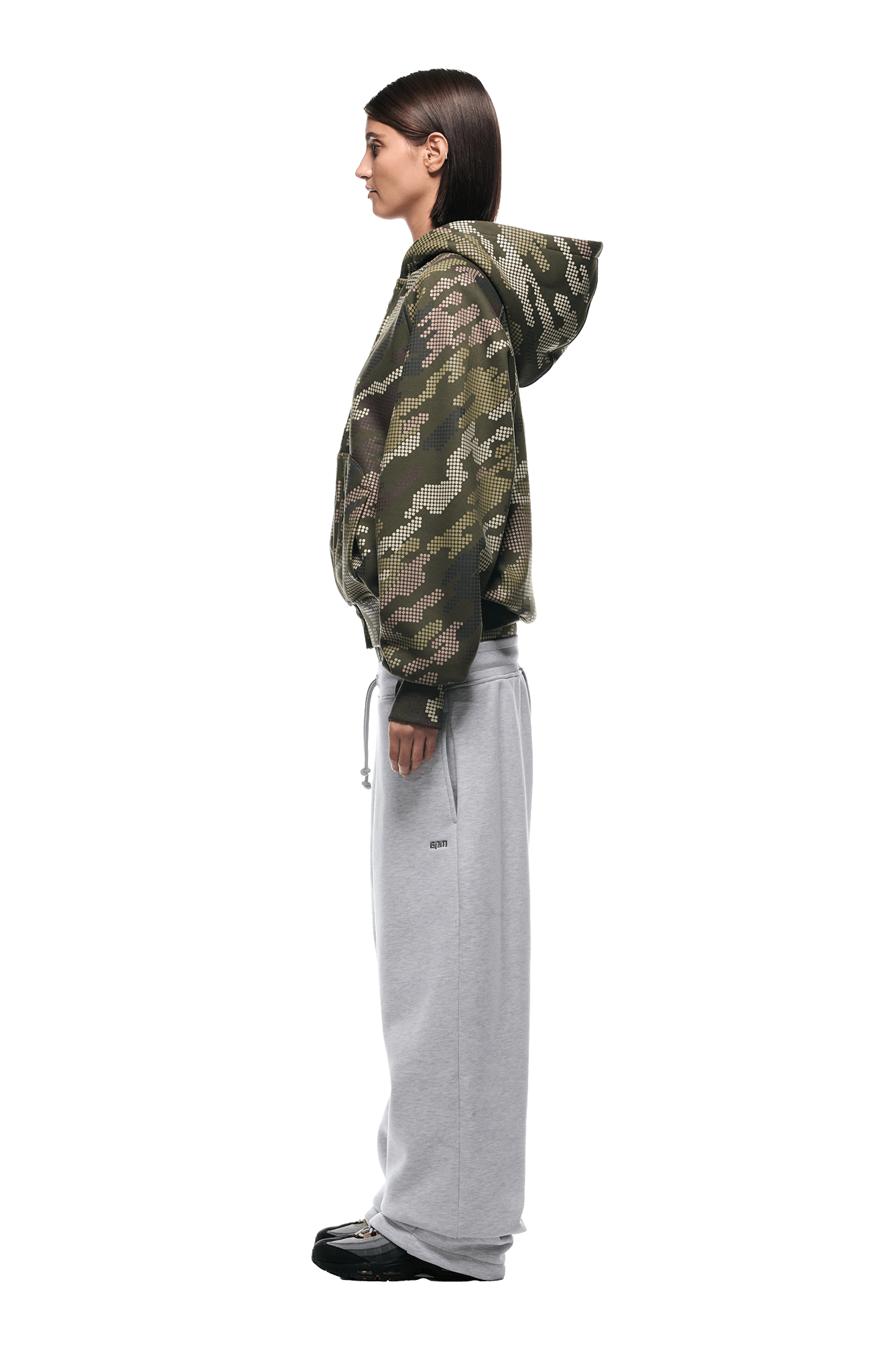 DOT CAMO ZIP HOODIE GREEN
