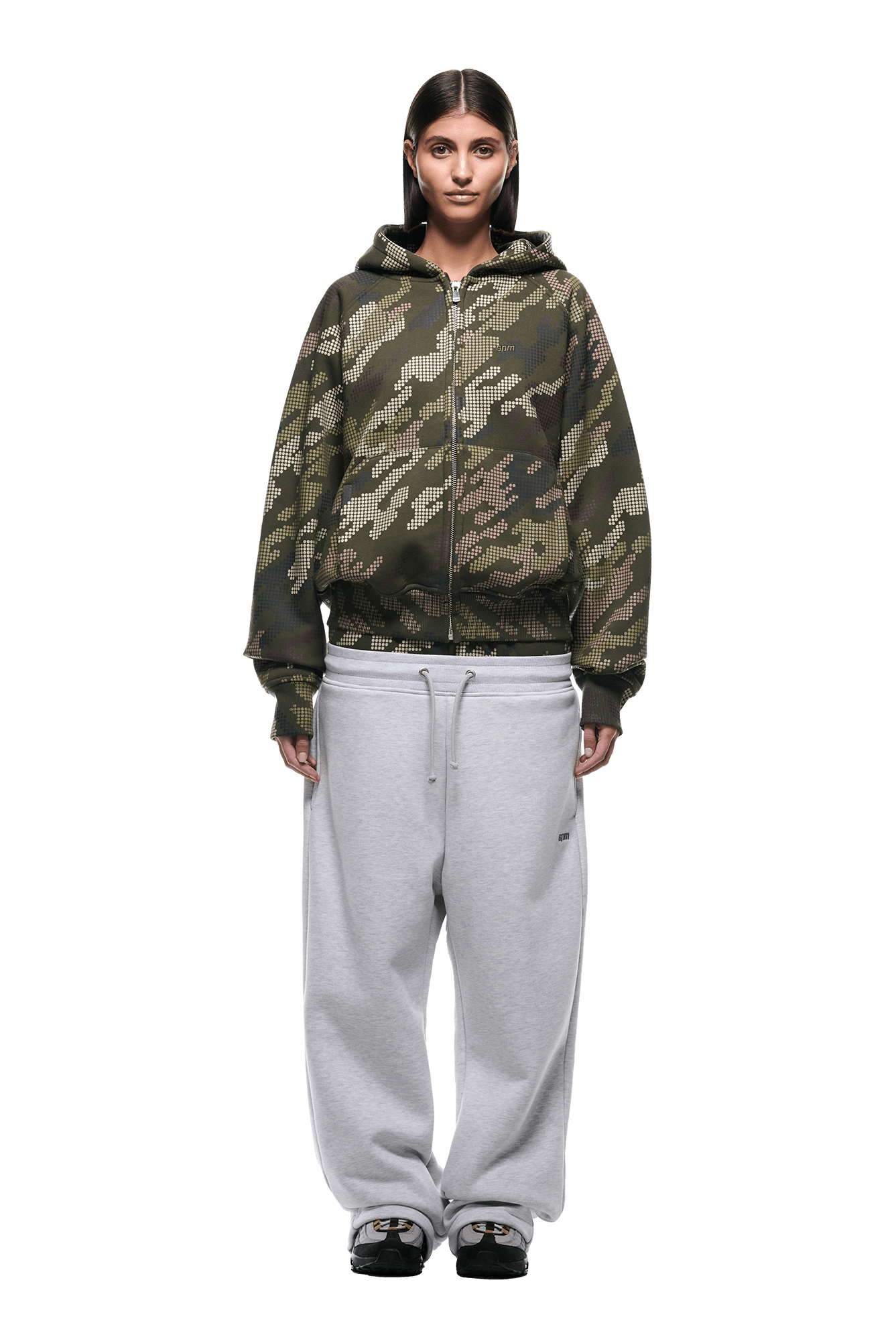 DOT CAMO ZIP HOODIE GREEN