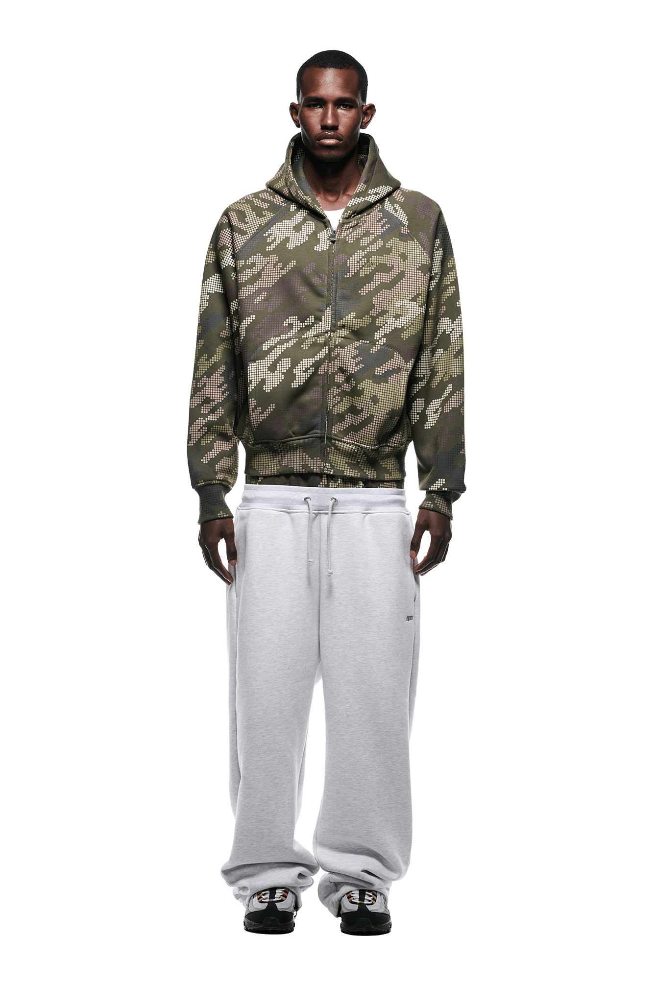 DOT CAMO ZIP HOODIE GREEN