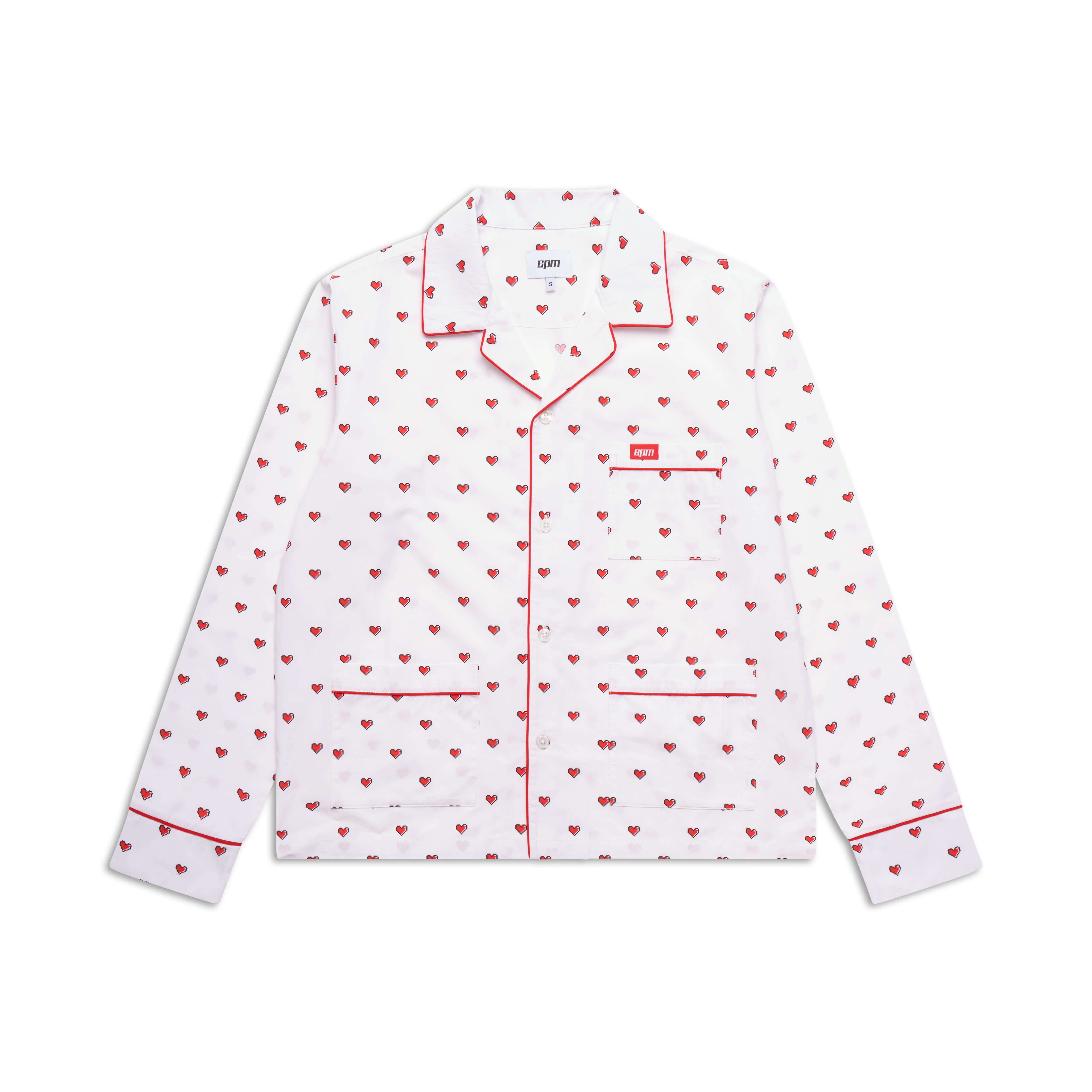 PYJAMA SHIRT WITH PIXEL HEARTS