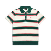 STRIPED JERSEY POLO DARK GREEN/ ROUGE RED