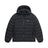 The 6PM LIGHT WEIGHT PUFFER JACKET BLACK features a hood, front zipper, two side pockets, horizontal quilting, and a small white KEITH logo on the left chest.