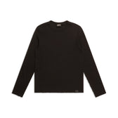 The 6PM+ RIBBED LS BLACK by 6PM is a black, long-sleeve, ribbed crew neck shirt displayed flat on a white background.