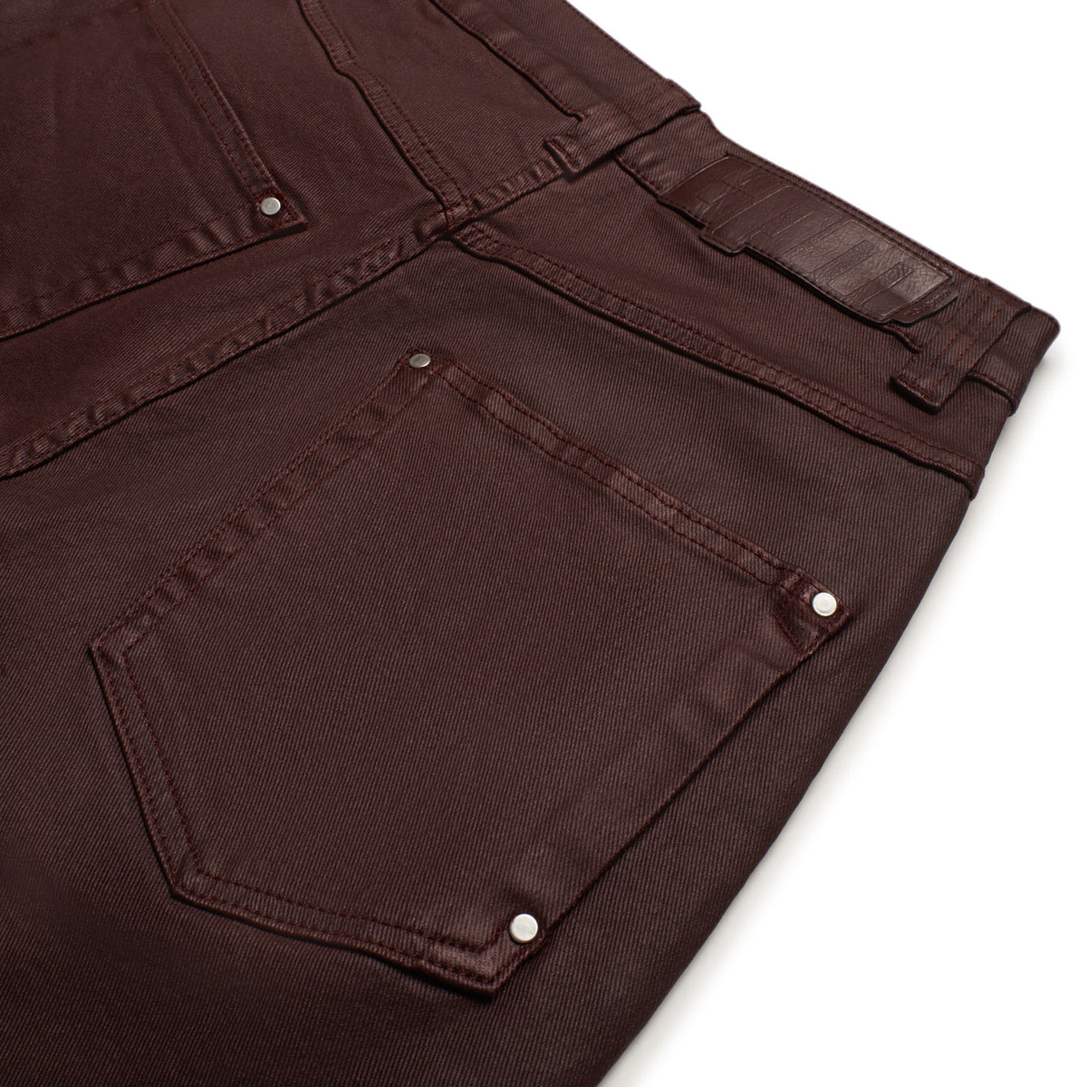 WAX COATED DENIM DARK BURGUNDY