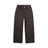 The COATED CARPENTER DENIM HASH BROWNIE by 6PM is a pair of high-waisted, wide-leg dark brown pants with front and back pockets and a button-zip closure, shown flat against a white background.