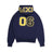 The 6PM COLLEGE LETTER HOODIE MIDNIGHT BLUE features bold yellow 06 numbers on the back and "XPINIX" in yellow text across the hood.