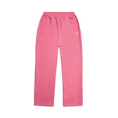 The 6PM OPEN LEG JOGGER HOT PINK features straight legs, an elastic waistband, side pockets, a small white logo on the left hip, and is shown laid flat against a white background.