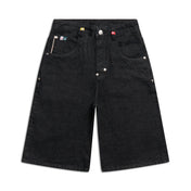 SELVEDGE RAW DENIM SHORTS BLACK