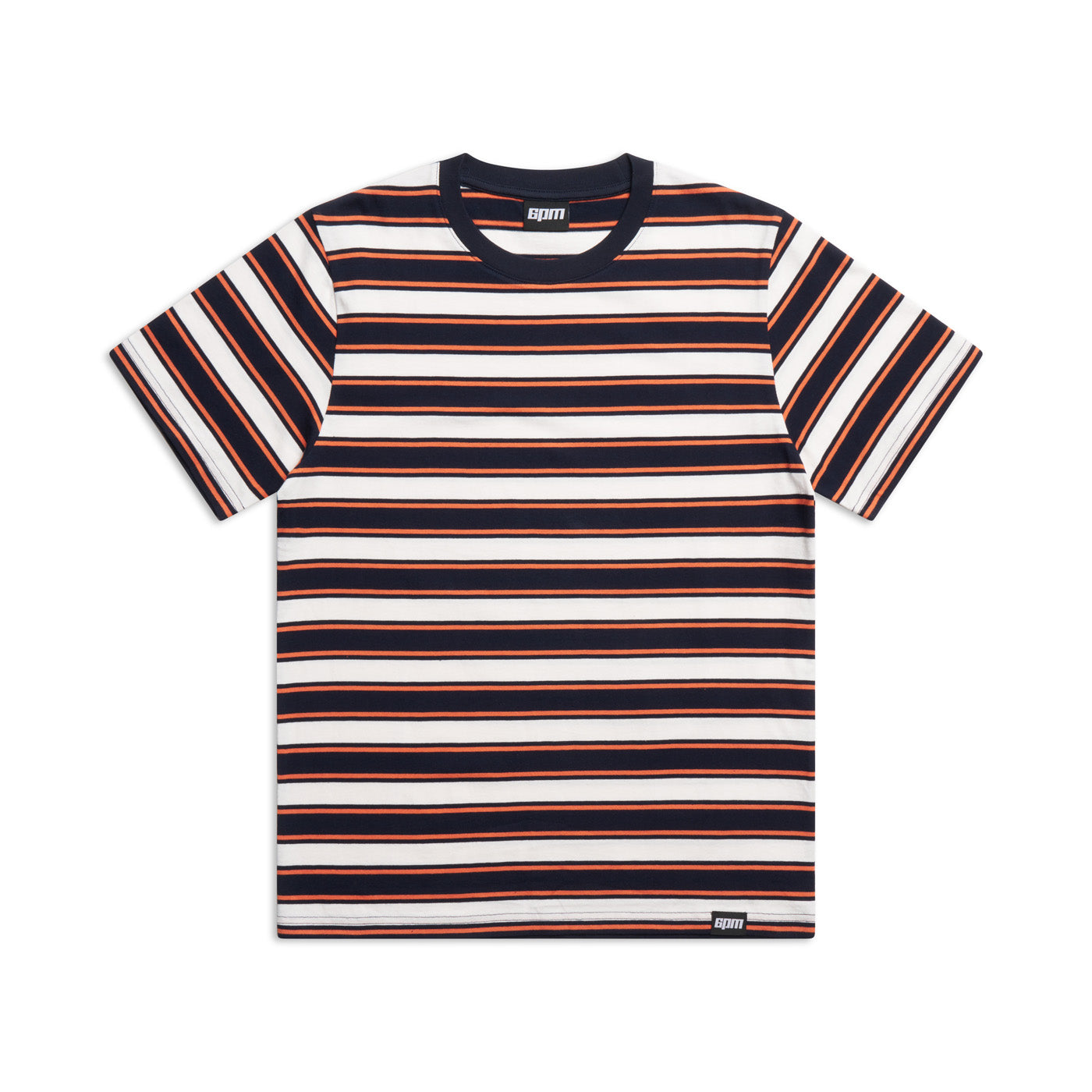 STRIPED TEE BLACK/MANDARIN ORANGE