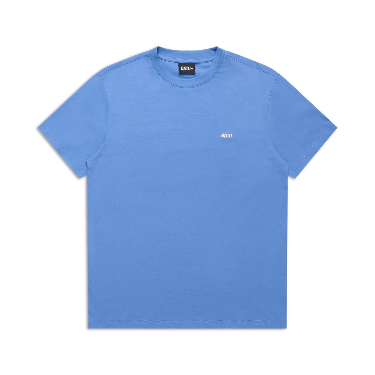 The 6PM T-SHIRT REGULAR FIT PERSIAN BLUE features a classic short-sleeve style and discreet white chest logo, with a black brand tag inside the collar—an effortless choice for everyday style.