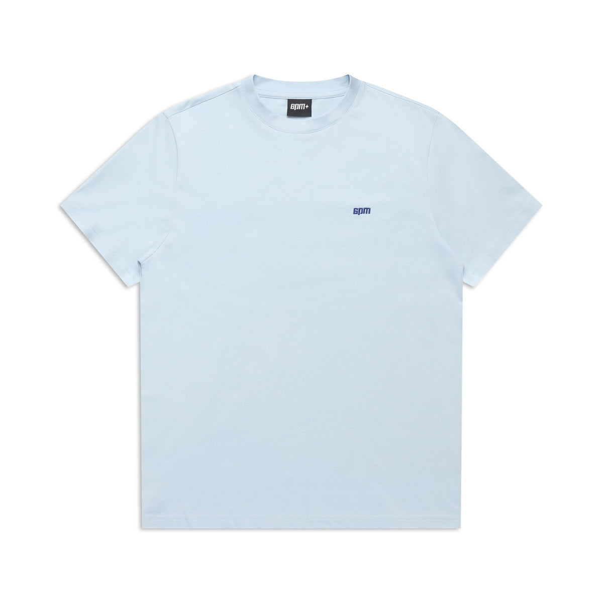 The 6PM T-SHIRT REGULAR FIT ICE BLUE is a basic light blue short-sleeve tee with a small dark blue 6PM logo on the left chest, displayed flat on a white background.