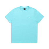 The 6PM T-SHIRT REGULAR FIT TURQUOISE is a simple turquoise short-sleeve tee with a small white logo on the left chest, perfect for effortless style, shown laid flat on a white background.