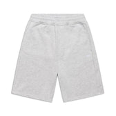 6PM 6PM+ SHORTS GREY MELANGE, featuring a soft brushed interior, elastic waistband, and two side pockets, shown laid flat on a white background with the logo subtly printed on the left side.