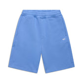 6PM 6PM+ SHORTS PERSIAN BLUE feature a relaxed fit, soft brushed interior, elastic waistband, two side pockets, and a small white BRM logo on the left thigh. Displayed laid flat against a white background.