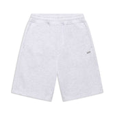 6PM+ SHORTS LIGHT GREY by 6PM: Light gray, knee-length sweat shorts with a relaxed fit, elastic waistband, side pockets, and an embroidered SOMI logo on the left leg. Ideal for lounging; shown laid flat on a white background.