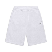 6PM+ SHORTS LIGHT GREY by 6PM: Light gray, knee-length sweat shorts with a relaxed fit, elastic waistband, side pockets, and an embroidered SOMI logo on the left leg. Ideal for lounging; shown laid flat on a white background.