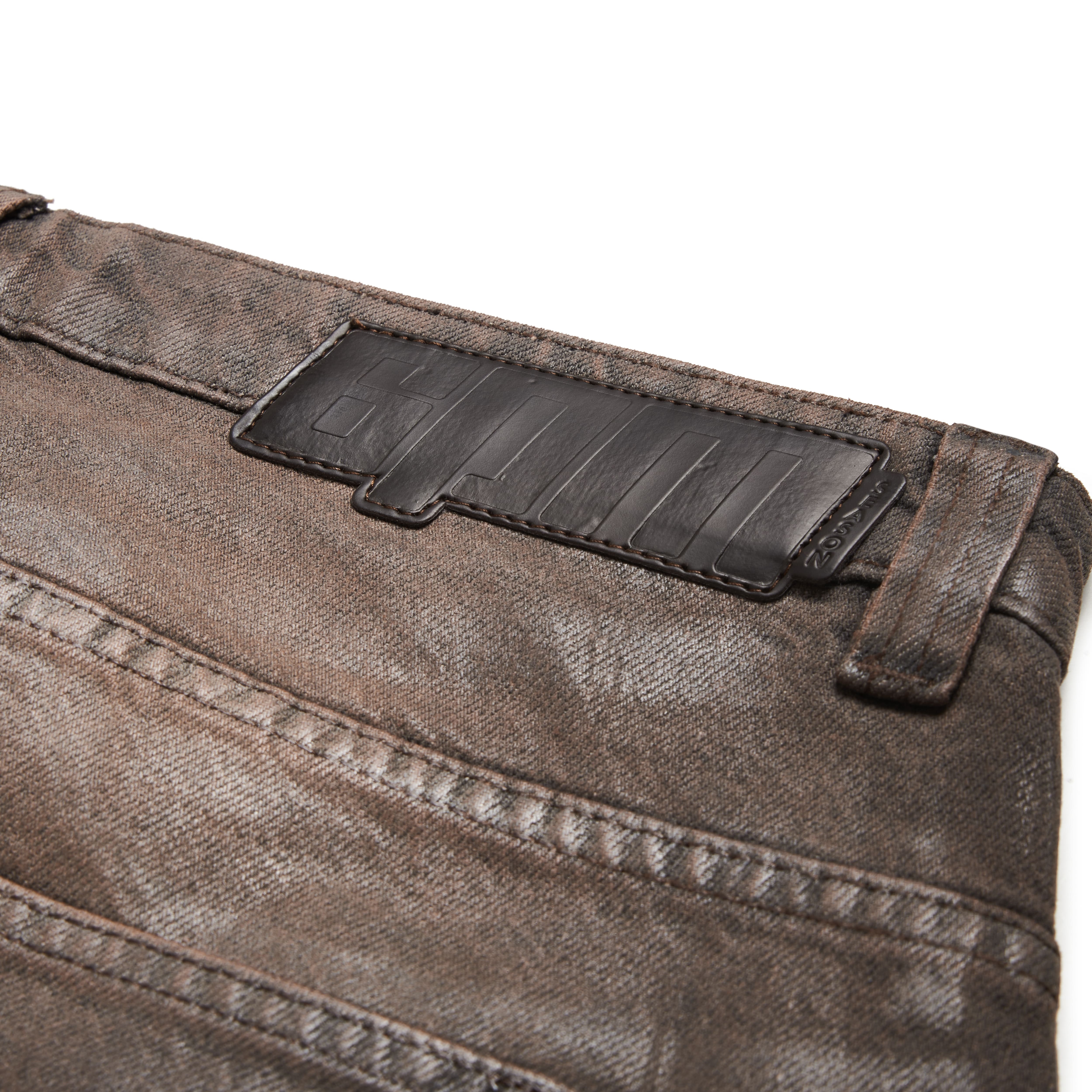 COATED DENIM SHORTS WASHED BROWN