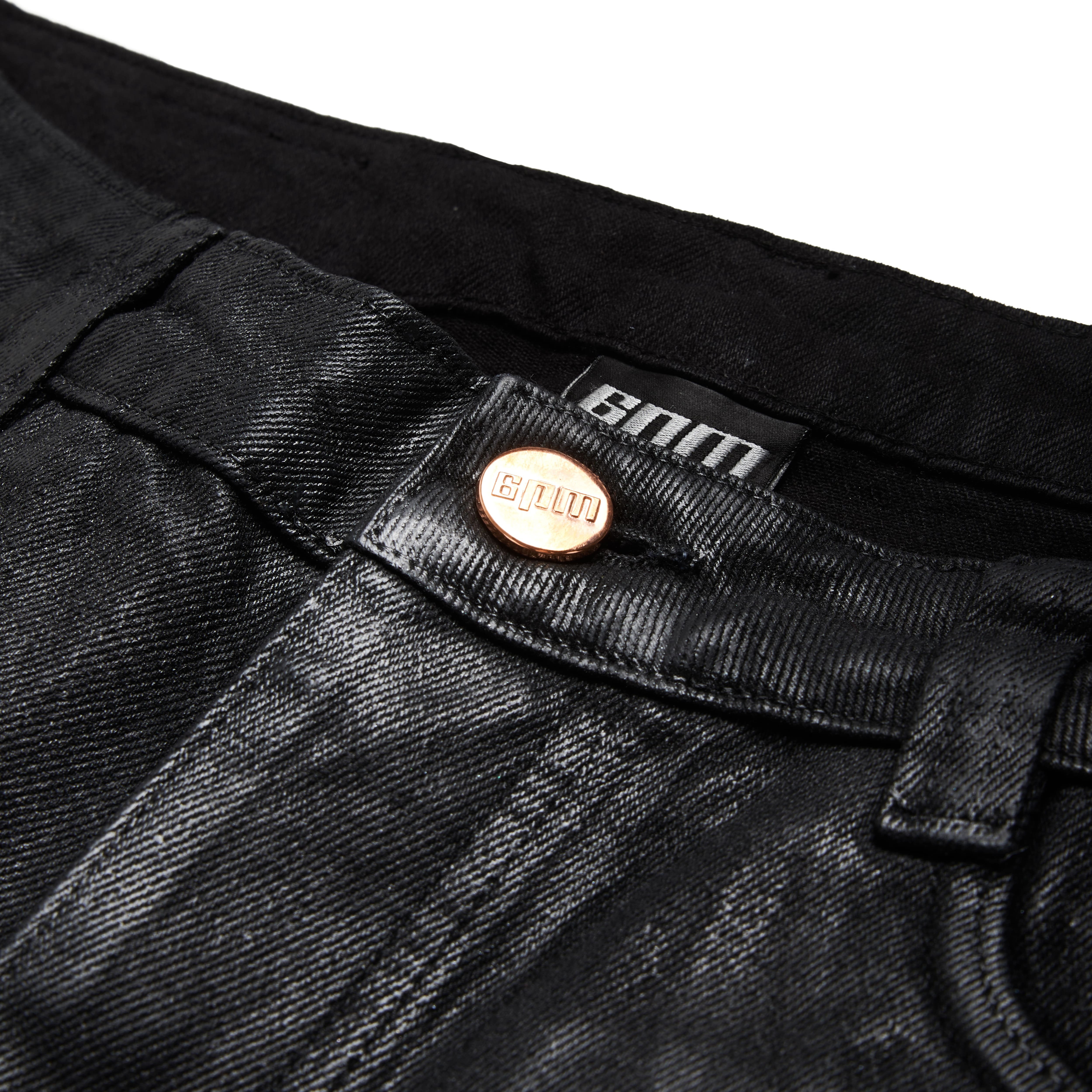 COATED DENIM SHORTS BLACK