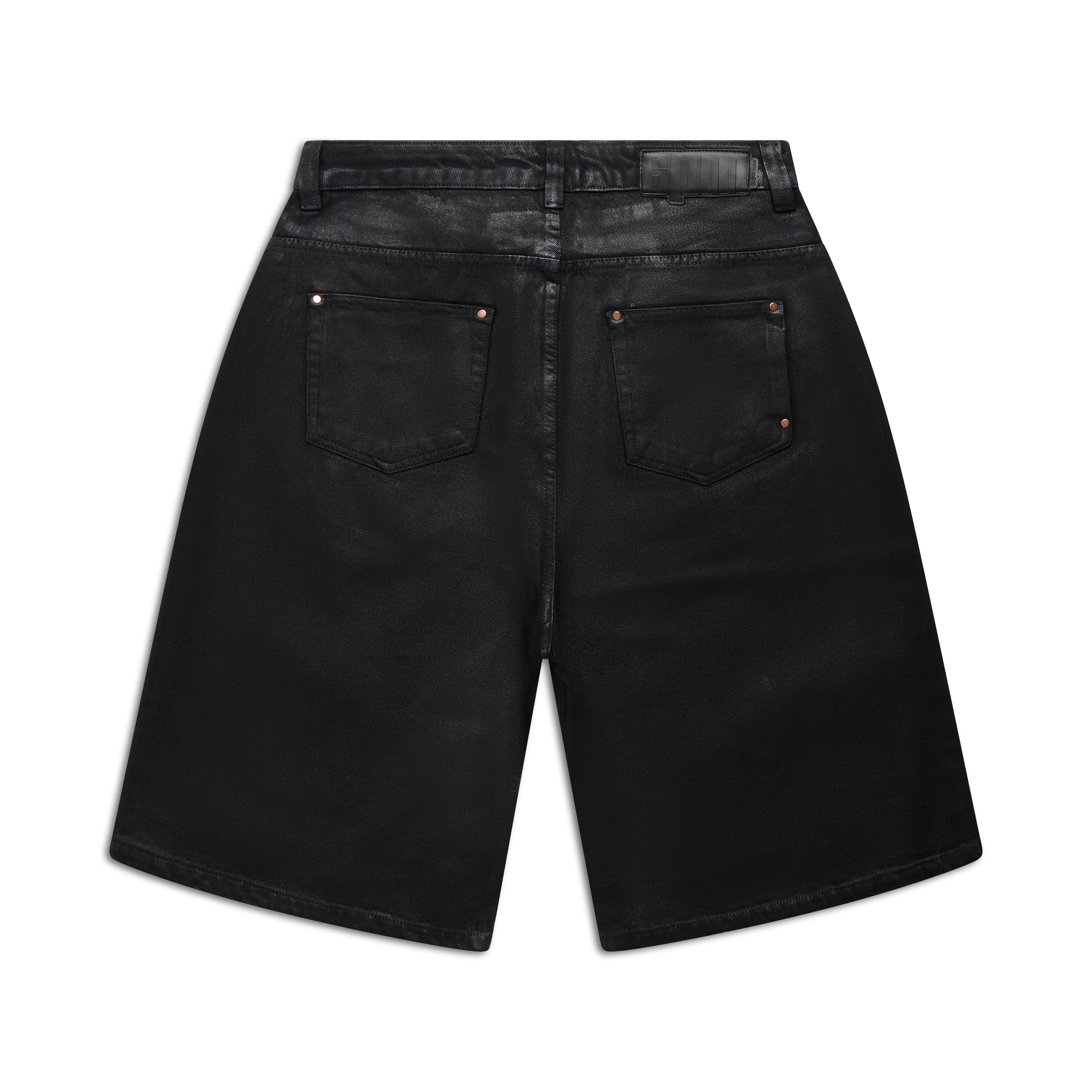COATED DENIM SHORTS BLACK