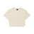 The 6PM WMNS CROPPED T-SHIRT OFF-WHITE is a plain, short-sleeved cropped tee in off-white, shown flat on a white background with a small fabric tag on the left and a black neck label.