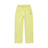 The 6PM WMNS OPEN LEG BUTTERCREAM sweatpants, featuring a light yellow color, elastic waistband with drawstrings, side pockets, and a small logo on the left hip, are shown laid flat on a white background.