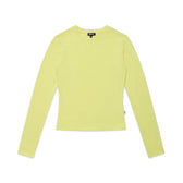 The 6PM WMNS LONGSLEEVE BUTTERCREAM is a plain, light yellow women’s top with long sleeves and a crew neck, shown laid flat on a white background.