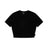 The 6PM WMNS CROPPED T-SHIRT BLACK is a plain, short-sleeve black cropped tee, shown flat on a white background with a small fabric tag at the hem and an inner collar brand label.