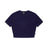 The 6PM WMNS CROPPED T-SHIRT ORBIT BLUE, a plain, short-sleeved tee with a round neck and small left side seam tag, is shown laid flat on a white background.