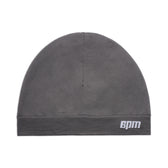 The TECHNICAL LOGO BEANIE ANTHRACITE by 6PM is a plain gray beanie featuring a small white embroidered 6PM logo on the lower right of the folded brim, shown against a white background.