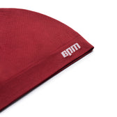 Close-up of the 6PM TECHNICAL LOGO BEANIE in wine red, featuring a white embroidered logo near the edge, shown against a white background.