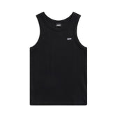 The 6PM TANK TOP BLACK (SINGLE) is a ribbed cotton tank with a round neckline and a small white logo on the left chest, showcased on a white background—an iconic favorite of rappers and dads.