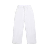 The 6PM WAX COATED DENIM WHITE jeans are high-waisted, straight-leg white jeans with front and back pockets, shown laid flat on a plain white background.
