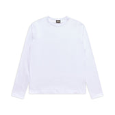 The 6PM+ Slim Fit Longsleeve White by 6PM is a plain white, slim-cut crewneck T-shirt, shown laid flat on a white background with its black neck tag visible.
