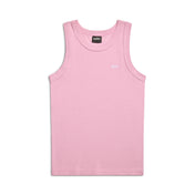 The 6PM TANK TOP PINK is a sleeveless, light pink tank with a small white embroidered logo on the chest, shown laid flat on a white background.