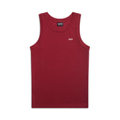 The TANK TOP WINE RED by 6PM is a sleeveless red tank top featuring a small white 6PM logo on the upper left chest, shown against a plain white background.