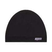 The TECHNICAL LOGO BEANIE by 6PM is a plain black beanie with 6pm embroidered in white on the lower front edge.