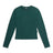 The 6PM WMNS LONGSLEEVE EVERGREEN is a fitted, forest green women’s crew neck shirt with long sleeves, shown laid flat on a white background and featuring a small tag on the left side seam.