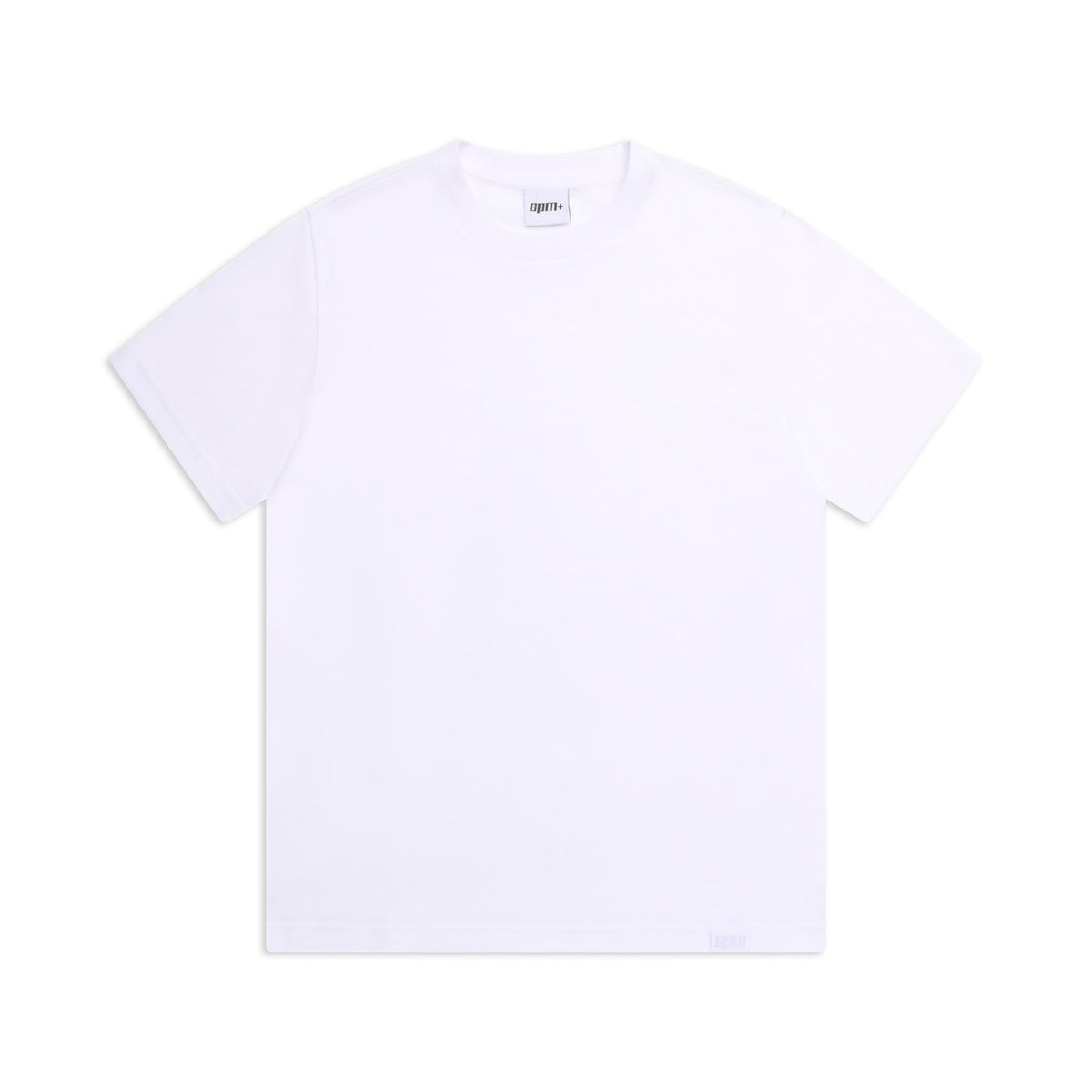 The 6PM SLIM FIT T-SHIRT WHITE features a crew neck and short sleeves, displayed flat on a white background to highlight its clean, everyday design.