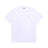 The 6PM RIBBED SLIM FIT TEE WHITE is a short-sleeve, round neck T-shirt with a subtle logo on the left chest, shown on a white background.