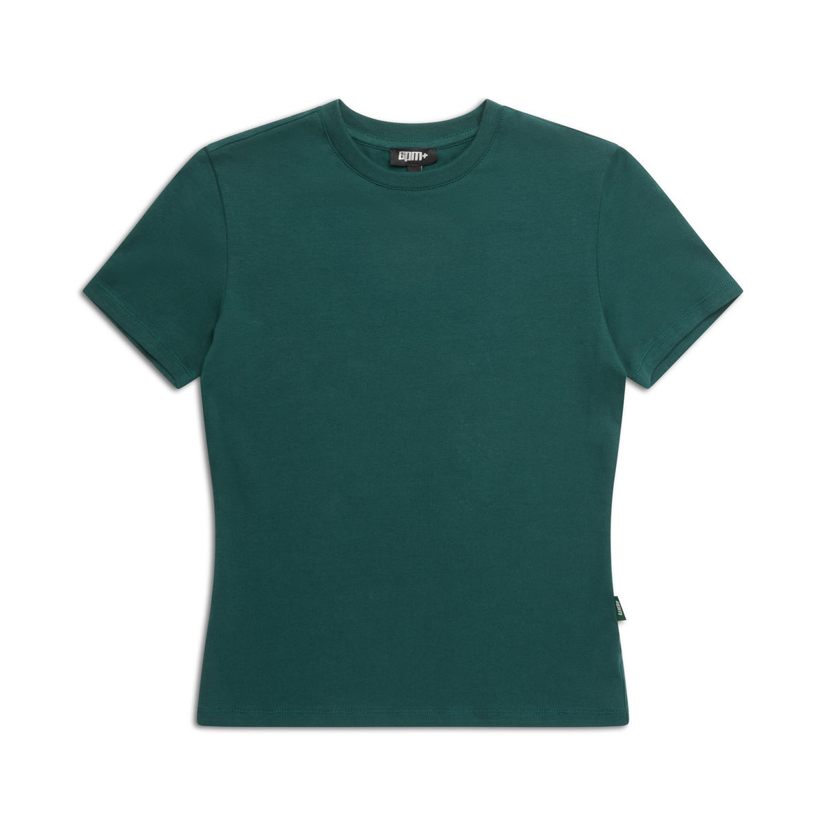 The 6PM WMNS T-SHIRT EVERGREEN is a plain, short-sleeved, crew neck top in solid dark green, shown flat on a white background.